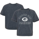 Green Bay Packers Girls Juniors Cheer Squad Raglan T-Shirt Heather Charcoal