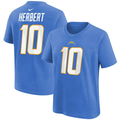 Justin Herbert Los Angeles Chargers Youth Player Name & Number T-Shirt Powder Blue