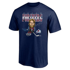 NHL Peter Forsberg Colorado Avalanche Player Caricature T-Shirt - Navy