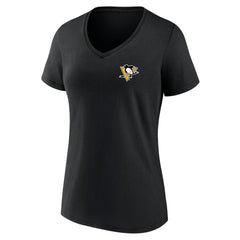 NHL Pittsburgh Penguins Women's Territorial V-Neck T-Shirt - Black