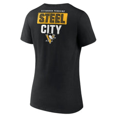 NHL Pittsburgh Penguins Women's Territorial V-Neck T-Shirt - Black