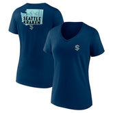NHL Seattle Kraken Women's Territorial V-Neck T-Shirt - Deep Sea Blue