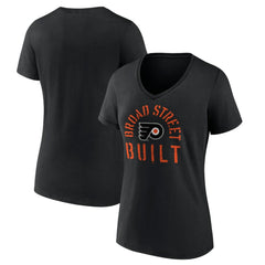 NHL Philadelphia Flyers Women's Shout Out V-Neck T-Shirt - Black