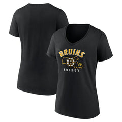 NHL Boston Bruins Women's Proclamation V-Neck T-Shirt - Black