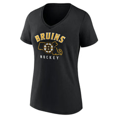 NHL Boston Bruins Women's Proclamation V-Neck T-Shirt - Black