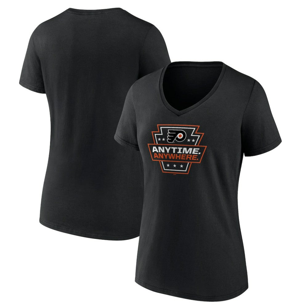 NHL Philadelphia Flyers Women's Proclamation V-Neck T-Shirt - Black
