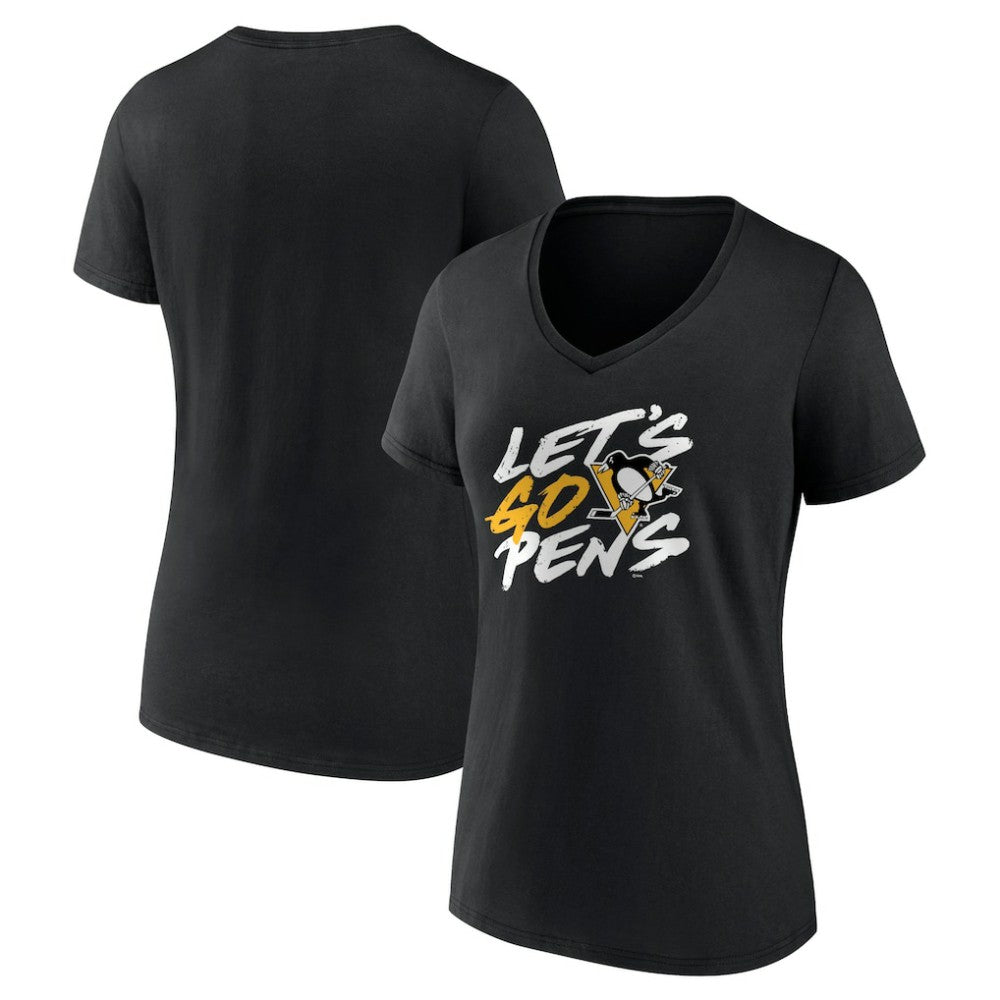 NHL Pittsburgh Penguins Women's Proclamation V-Neck T-Shirt - Black