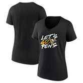 NHL Pittsburgh Penguins Women's Proclamation V-Neck T-Shirt - Black