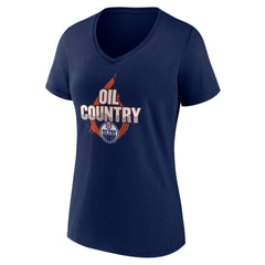 NHL Edmonton Oilers Women's Represent V-Neck T-Shirt - Navy
