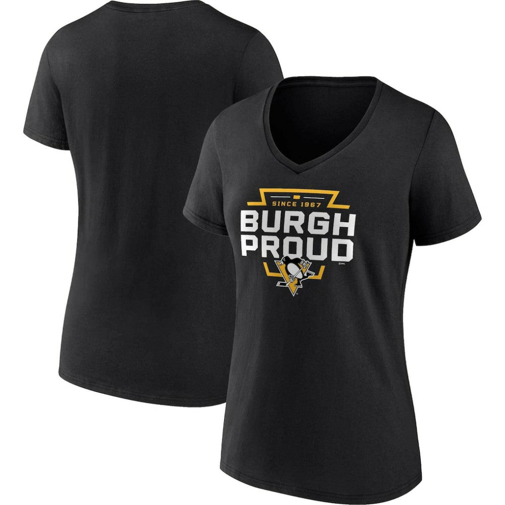 NHL Pittsburgh Penguins Women's Represent V-Neck T-Shirt - Black