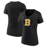 NHL Boston Bruins Women's Alternate Logo V-Neck T-Shirt - Black