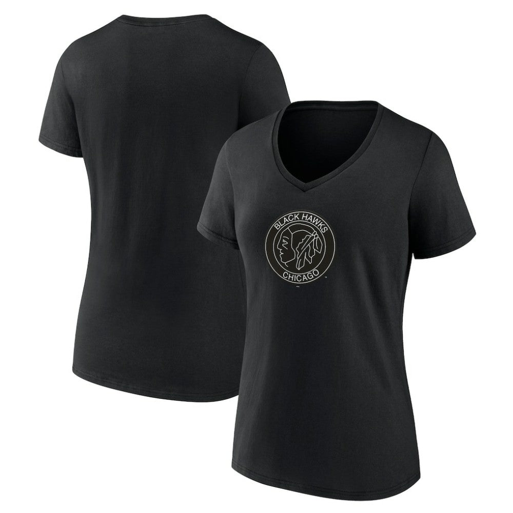 NHL Chicago Blackhawks Women's Alternate Logo V-Neck T-Shirt - Black