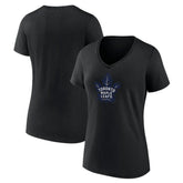 NHL Toronto Maple Leafs Women's Alternate Logo V-Neck T-Shirt - Black