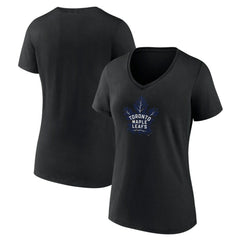NHL Toronto Maple Leafs Women's Alternate Logo V-Neck T-Shirt - Black