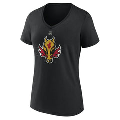NHL Calgary Flames Women's Alternate Logo V-Neck T-Shirt - Black