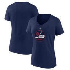 NHL Winnipeg Jets Women's Alternate Logo V-Neck T-Shirt - Navy