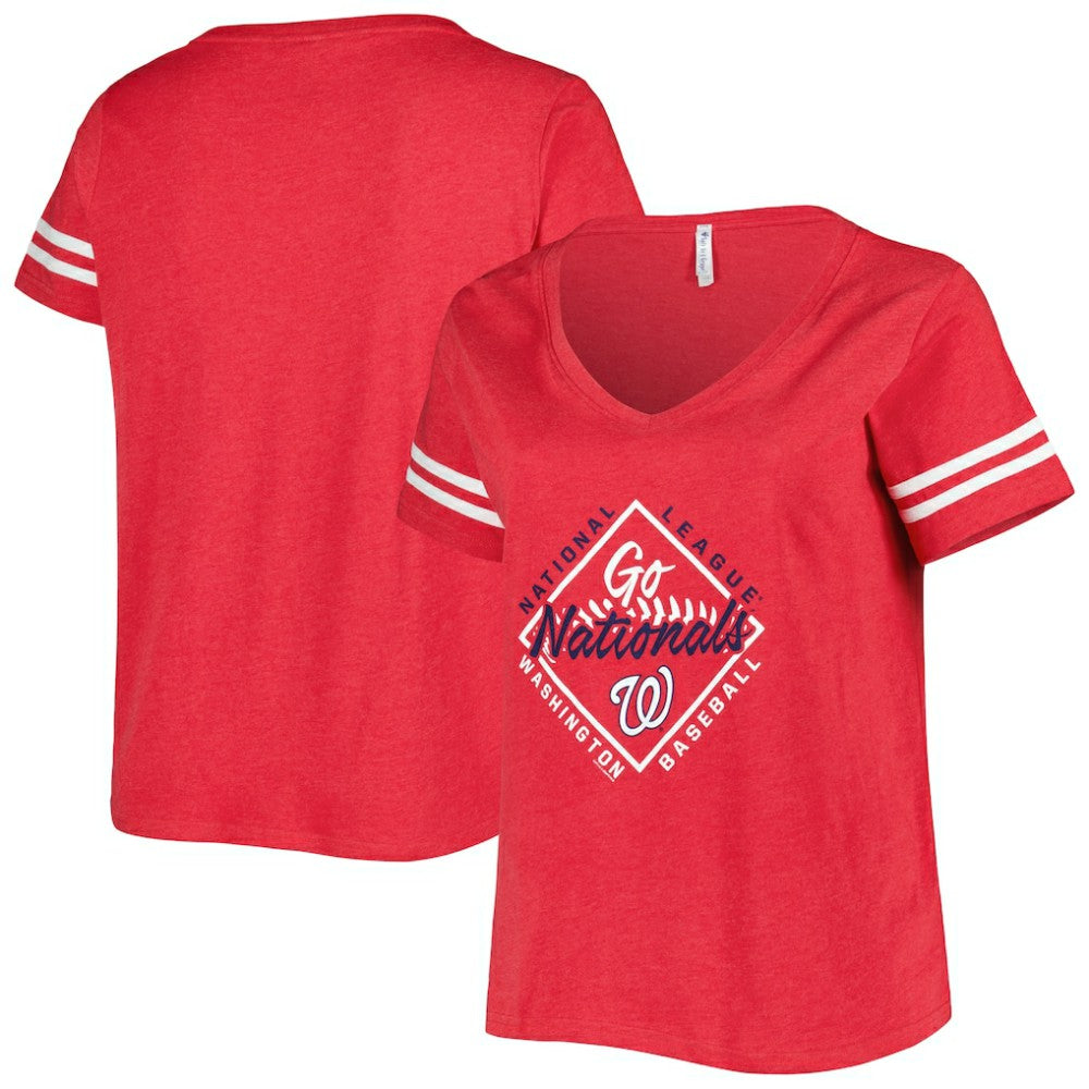 Washington Nationals Soft as a Grape Women's Plus Size V-Neck Jersey T-Shirt - Red Jerseys