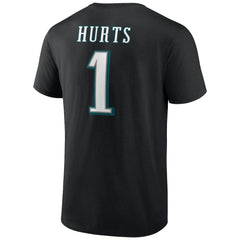 Jalen Hurts Philadelphia Eagles Icon Player Name & Number T-Shirt Black