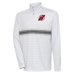 NHL New Jersey Devils Antigua Bullseye Quarter-Zip Pullover Top - Heather Gray/Black