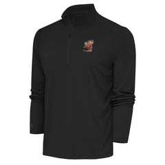 Cleveland Browns Antigua Team Logo Tribute Quarter-Zip Pullover Top Charcoal