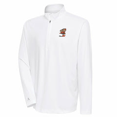 Cleveland Browns Antigua Team Logo Tribute Quarter-Zip Pullover Top White