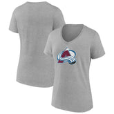 NHL Colorado Avalanche Women's Primary Logo Team V-Neck T-Shirt - Heather Gray