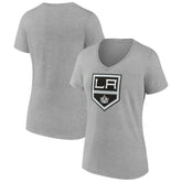 NHL Los Angeles Kings Women's Primary Logo Team V-Neck T-Shirt - Heather Gray