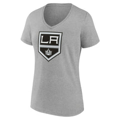NHL Los Angeles Kings Women's Primary Logo Team V-Neck T-Shirt - Heather Gray