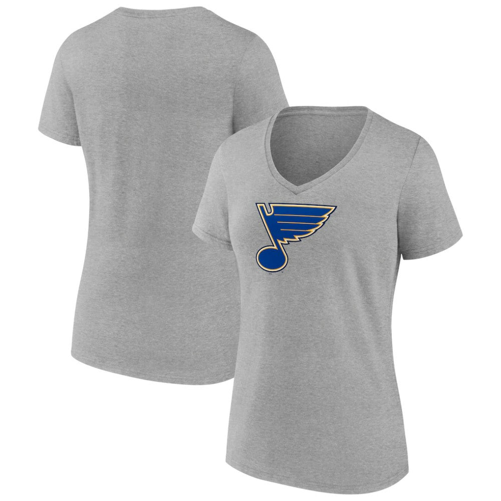 NHL St. Louis Blues Women's Primary Logo Team V-Neck T-Shirt - Heather Gray