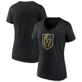 NHL Vegas Golden Knights Women's Team Primary Logo V-Neck T-Shirt - Black