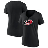 NHL Carolina Hurricanes Women's Team Primary Logo V-Neck T-Shirt - Black