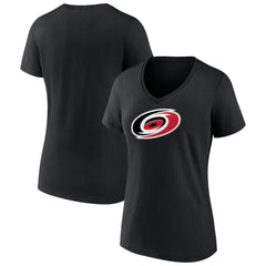 NHL Carolina Hurricanes Women's Team Primary Logo V-Neck T-Shirt - Black