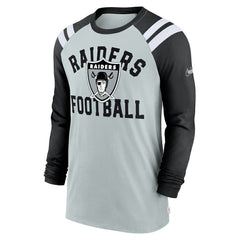 Las Vegas Raiders Classic Arc Raglan Tri-Blend Long Sleeve T-Shirt Silver/Black