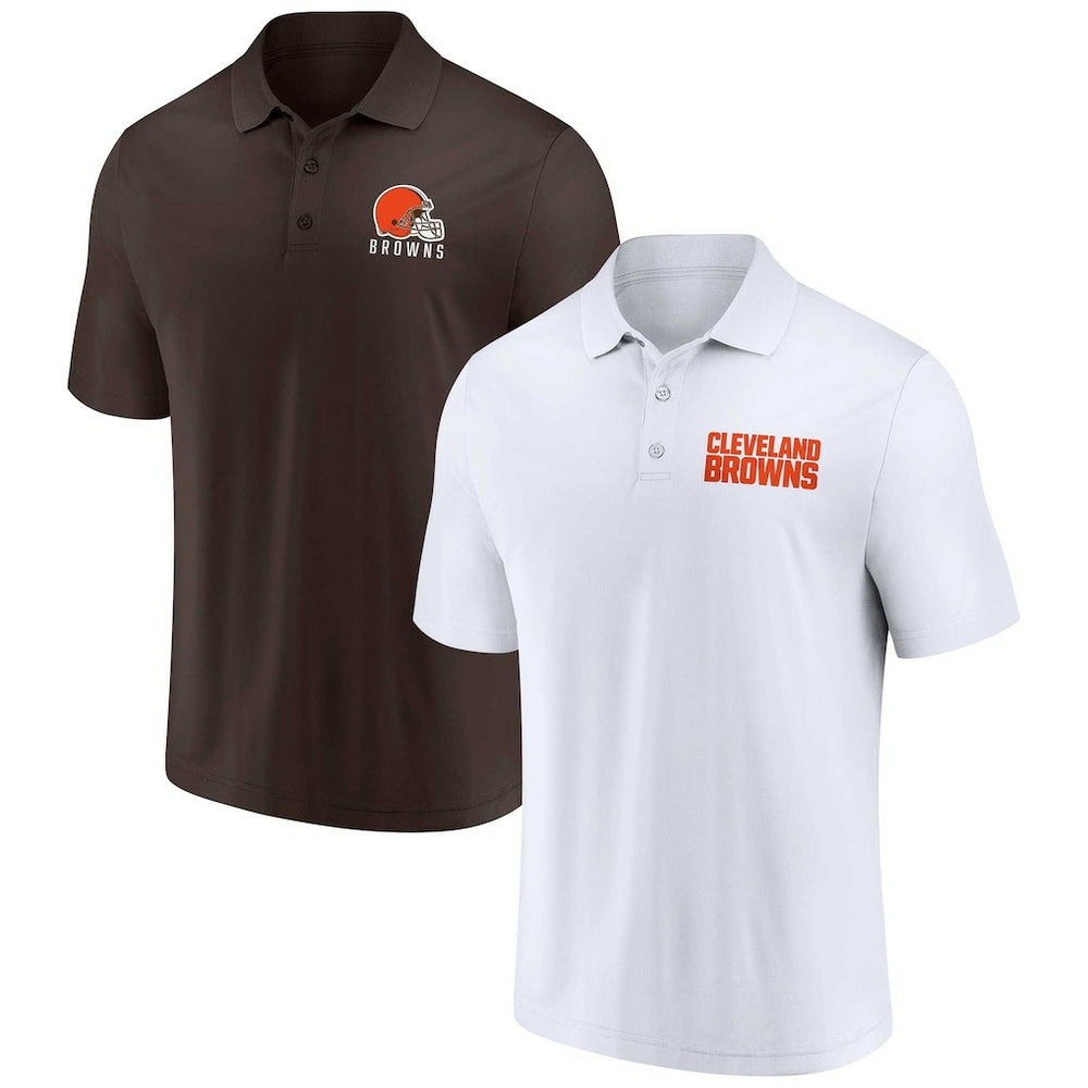 Cleveland Browns Lockup Two-Pack Polo Set White/Brown