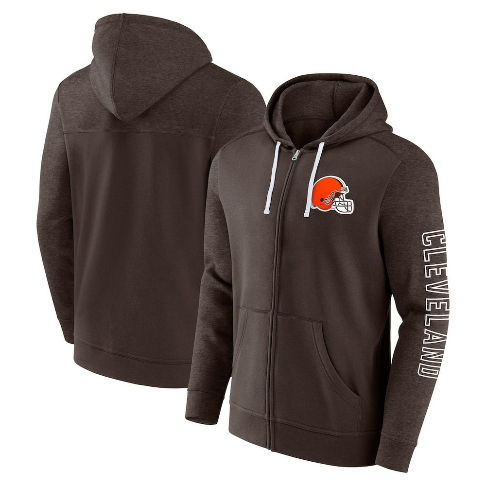 Cleveland Browns Offensive Lineup Hoodie Full-Zip Hoodie Brown