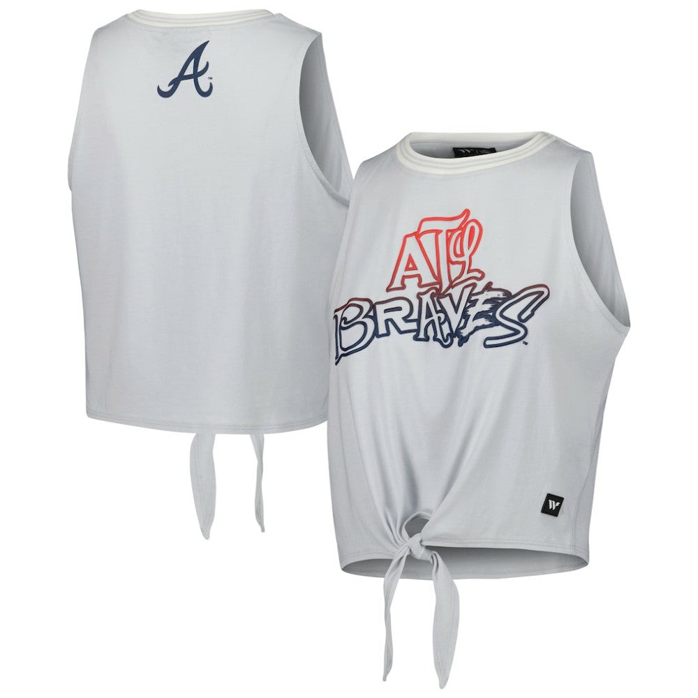 Atlanta Braves The Wild Collective Women's Twisted Tie Front Tank Top - White Tanks