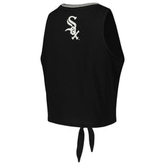 Chicago White Sox The Wild Collective Women's Twisted Tie Front Tank Top - Black Tanks