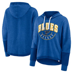 NHL St. Louis Blues Fanatics Women's Lux Lounge Helmet Arch Pullover Hoodie - Heather Blue