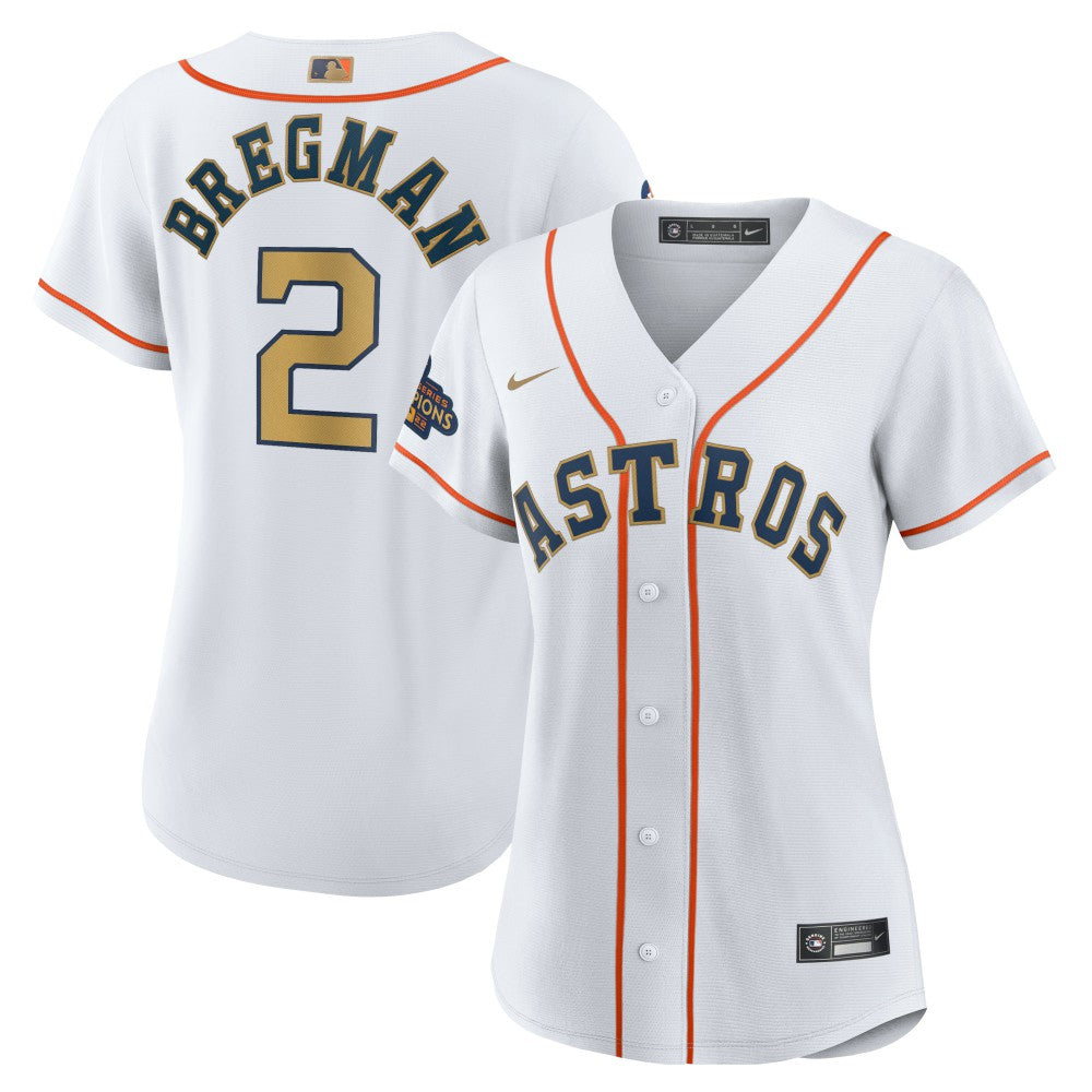 MLB Alex Bregman Houston Astros Nike Women's 2023 Gold Collection Replica Player Jersey - White/Gold