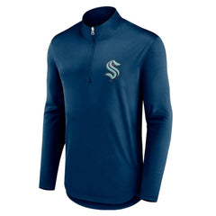 NHL Seattle Kraken Fanatics Mock Neck Quarter-Zip Top - Deep Sea Blue