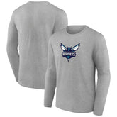 Charlotte Hornets Primary Team Logo Long Sleeve T-Shirt Gray