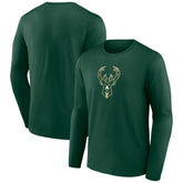 Milwaukee Bucks Primary Team Logo Long Sleeve T-Shirt Hunter Green