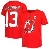 NHL Nico Hischier New Jersey Devils Youth Player Name & Number T-Shirt - Red