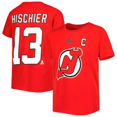 NHL Nico Hischier New Jersey Devils Youth Player Name & Number T-Shirt - Red