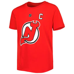 NHL Nico Hischier New Jersey Devils Youth Player Name & Number T-Shirt - Red