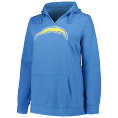 Justin Herbert Los Angeles Chargers Profile Women's Plus Size Player Name & Number Pullover Hoodie Powder Blue