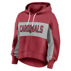 Arizona Cardinals Women's Filled Stat Sheet Lighweight Modest Crop Hoodie Cardinal