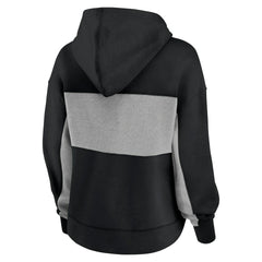Carolina Panthers Women's Filled Stat Sheet Lighweight Modest Crop Hoodie Black