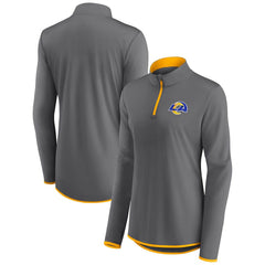 Los Angeles Rams Women's Adult Corner Long Sleeve 1/4 Zip Top Gray