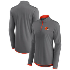 Cleveland Browns Women's Adult Corner Long Sleeve 1/4 Zip Top Gray